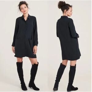 Hatch Maternity The Shia Shirt Dress 1 Small Popover Black Longsleeve